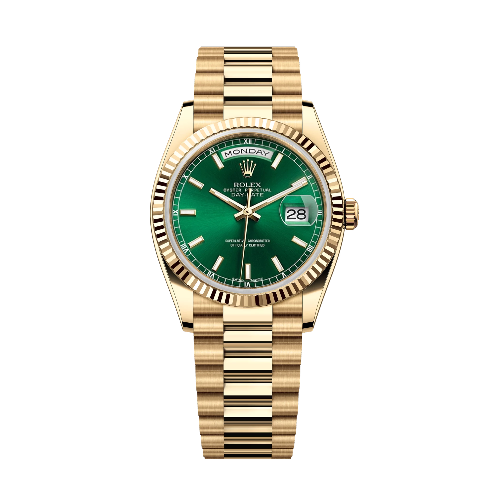 Day-Date 118238 Yellow Gold President Bright Green Dial 36mm