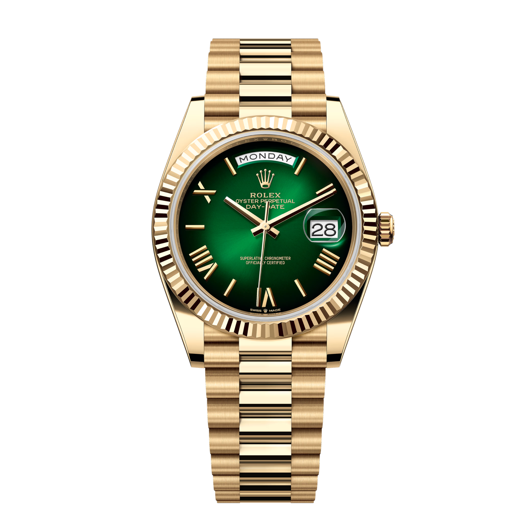 Day-Date 228238 Yellow Gold Green Ombré Dial President 40mm