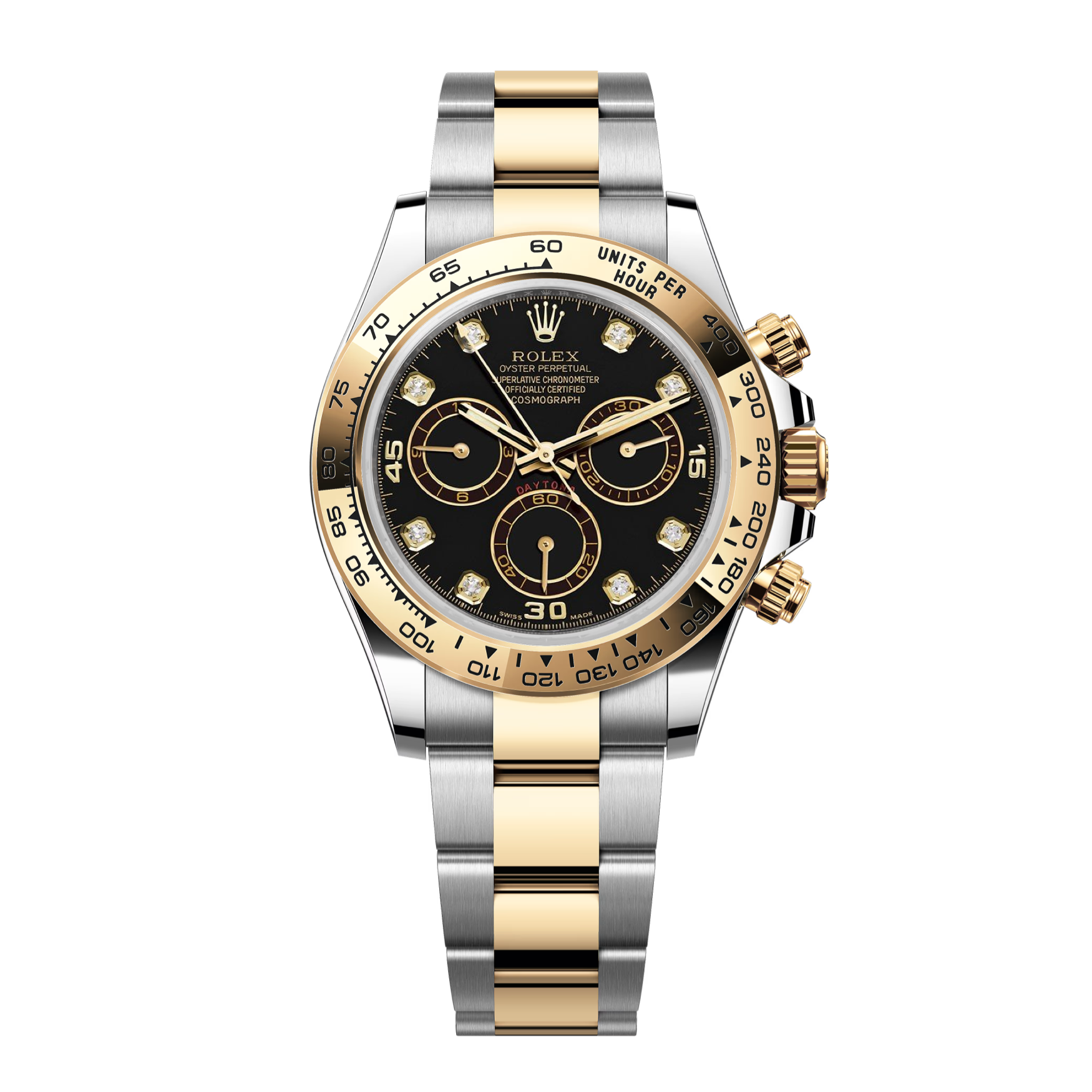 Daytona 116503 Yellow Gold & Steel Cosmograph Black Diamond Dial Oyster Bracelet 40mm