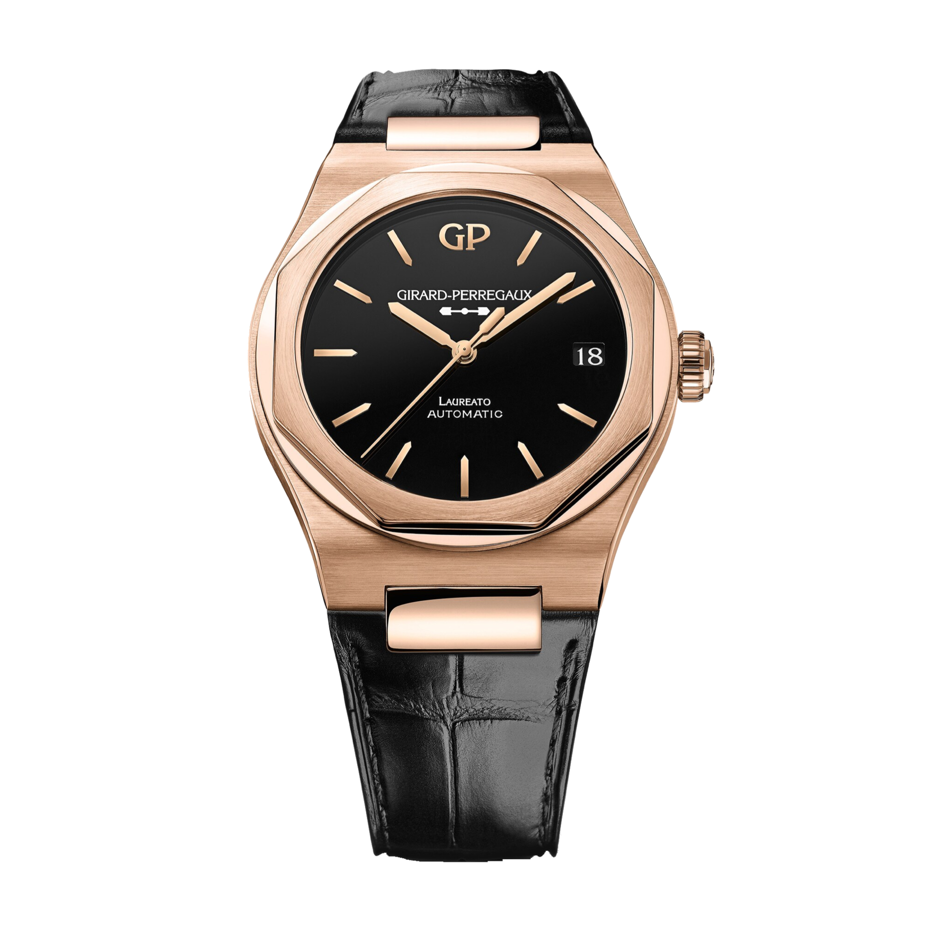 Laureato GP01800-1404 Rose Gold Black Onyx Dial 42mm