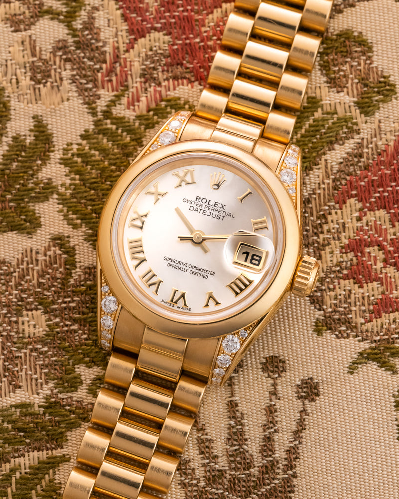 Lady-Datejust President 179298 Mother of Pearl Dial Yellow Gold 26mm w/ Rolex CPO Kit