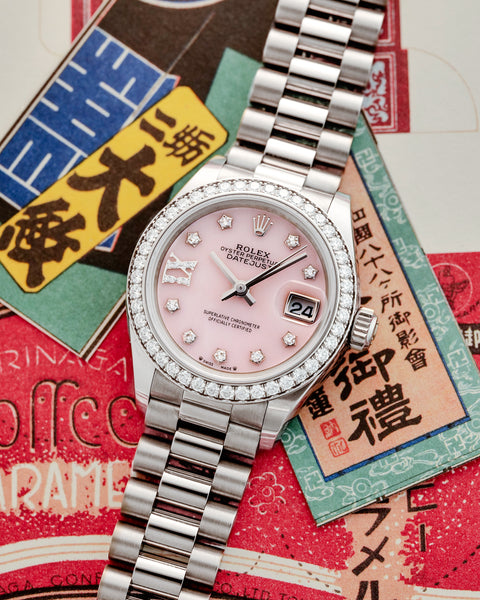 Lady-Datejust 279139RBR White Gold Pink Opal Dial President 28mm