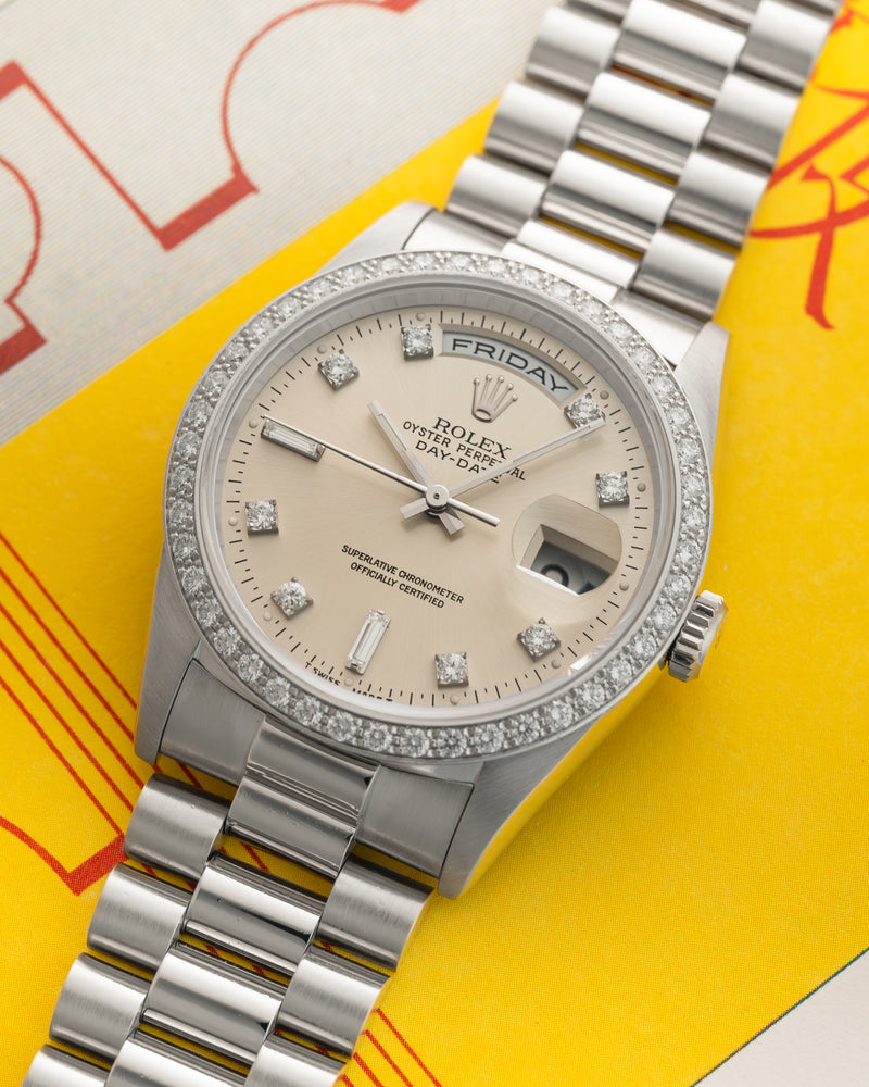 Day-Date 18346 Platinum Silver Diamond Dial President 36mm