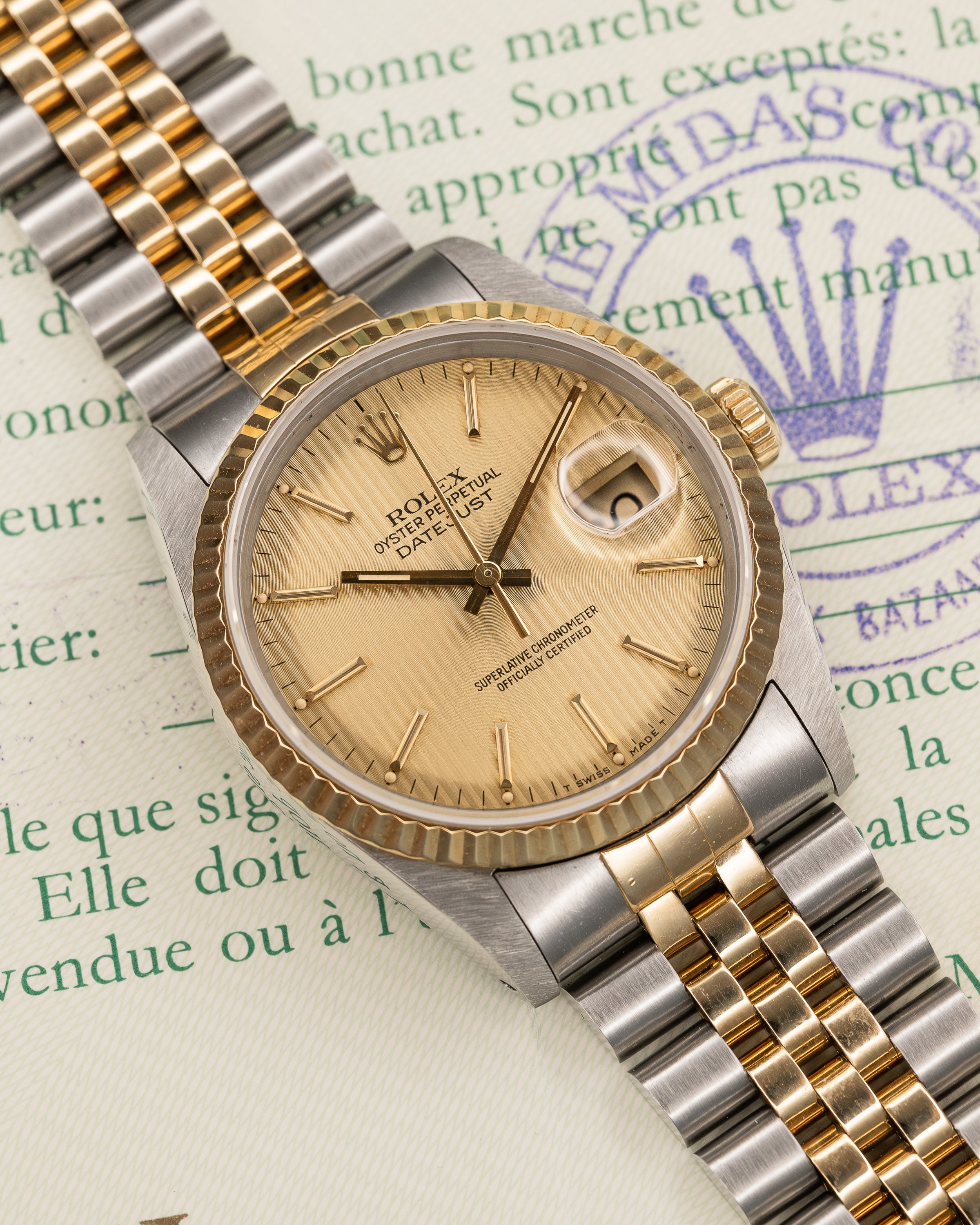 Datejust 16233 Steel & Yellow Gold Tapestry Dial Jubilee 36mm