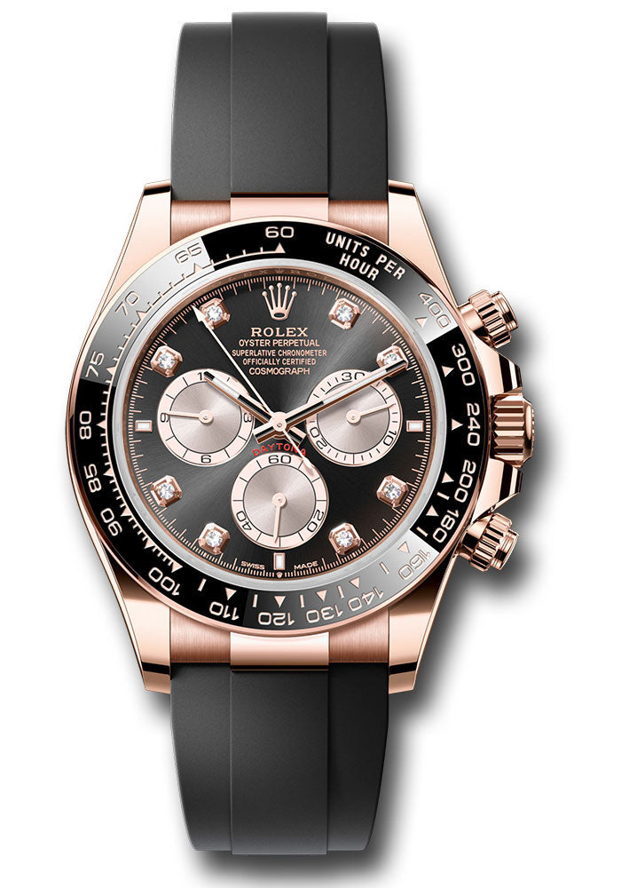 Daytona Everose Gold Cosmograph - Black Cerachrom Bezel - Black And Sundust Diamond Dial - Oysterflex Strap