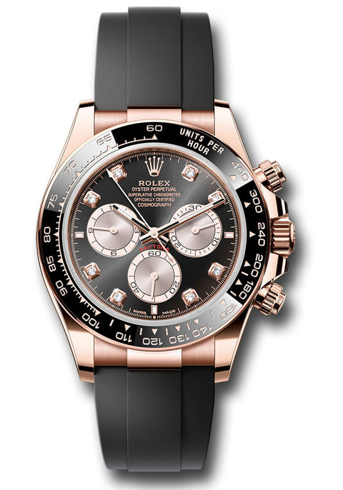 Daytona Everose Gold Cosmograph - Black Cerachrom Bezel - Black And Sundust Diamond Dial - Oysterflex Strap