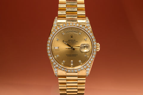 Day-Date President 18388 'Diamond Lugs' Champagne Diamond Dial Yellow Gold 36mm