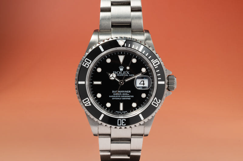 Submariner Date 16610LN Steel 40mm w/ holes Full Set