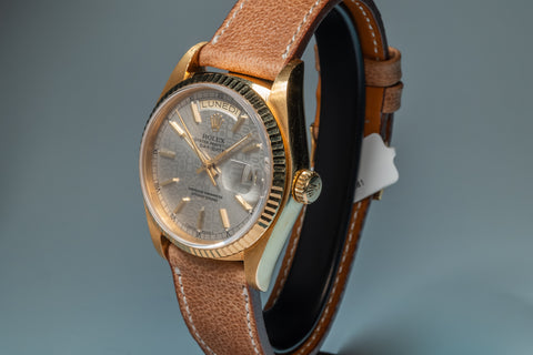 Day-Date 18038 Yellow Gold Silver Jubilee Dial Italian Day Wheel w/ pin buckle 36mm