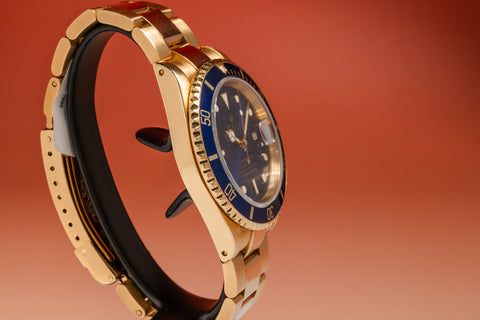 1995 Rolex 18K YG Submariner 16618 Blue Dial