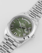Day-Date 228206 Platinum Olive Green Dial President 40mm