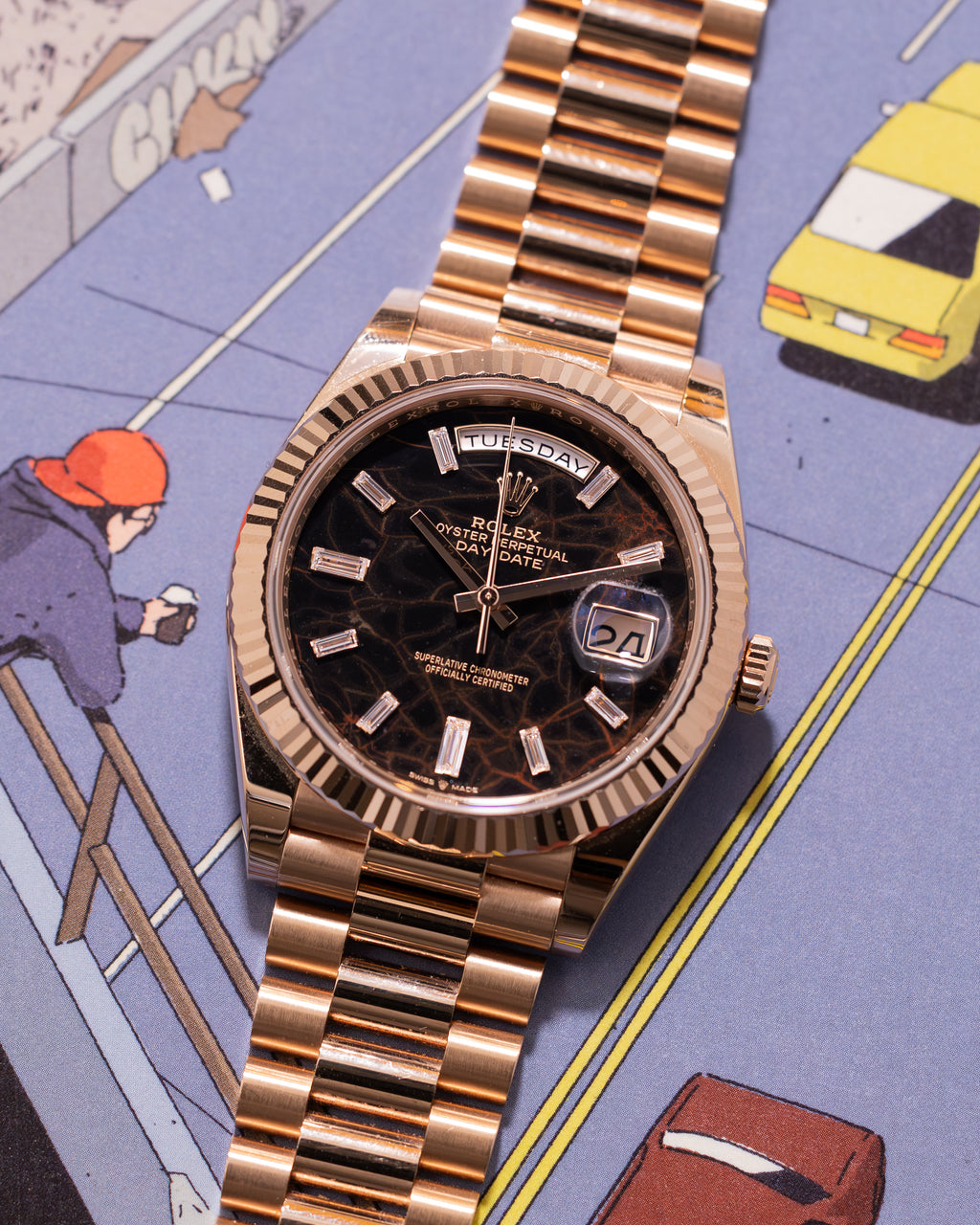 Day-Date 228235 Rose Gold Eisenkiesel Dial President 40mm