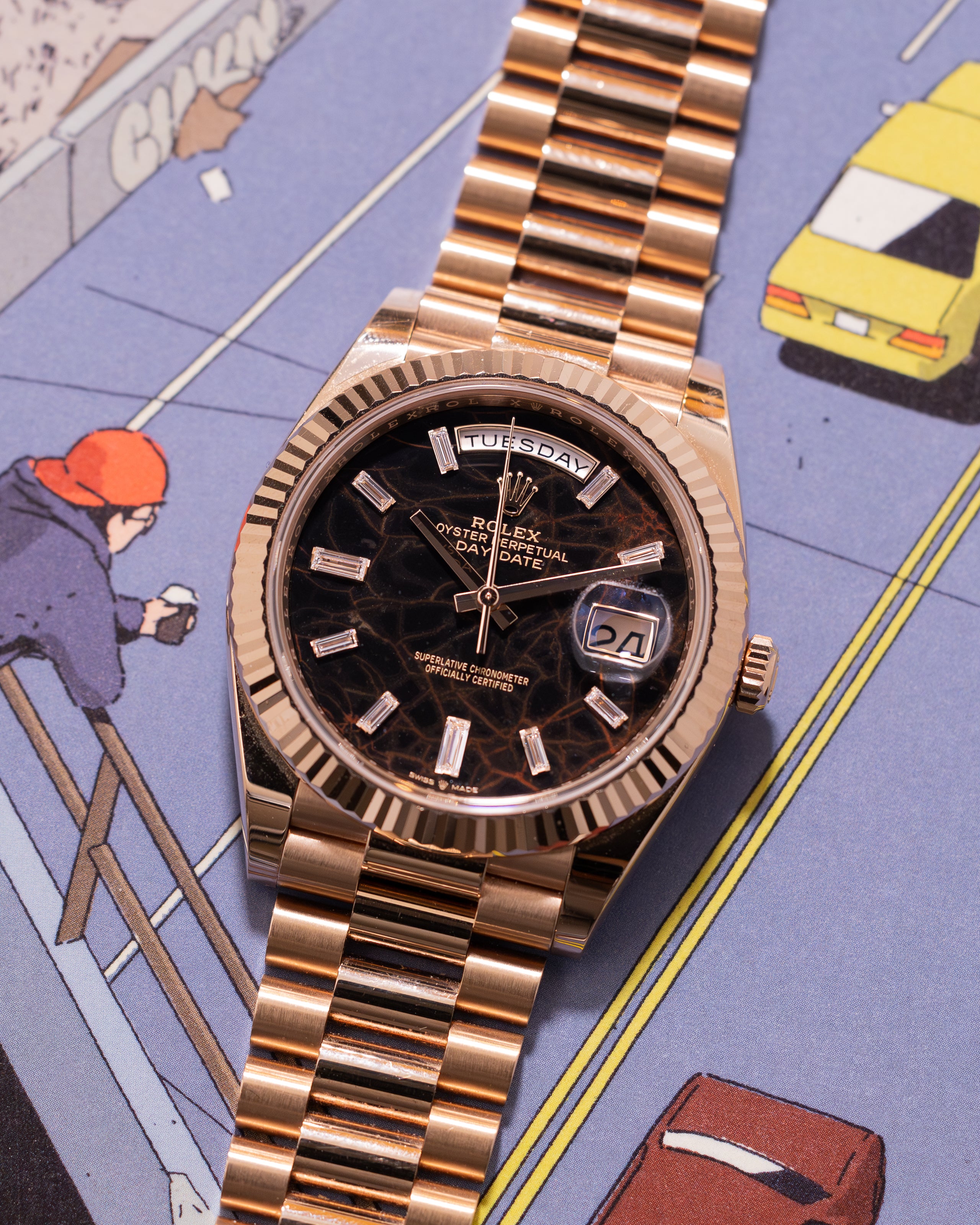 Day-Date 228235 Rose Gold Eisenkiesel Dial President 40mm