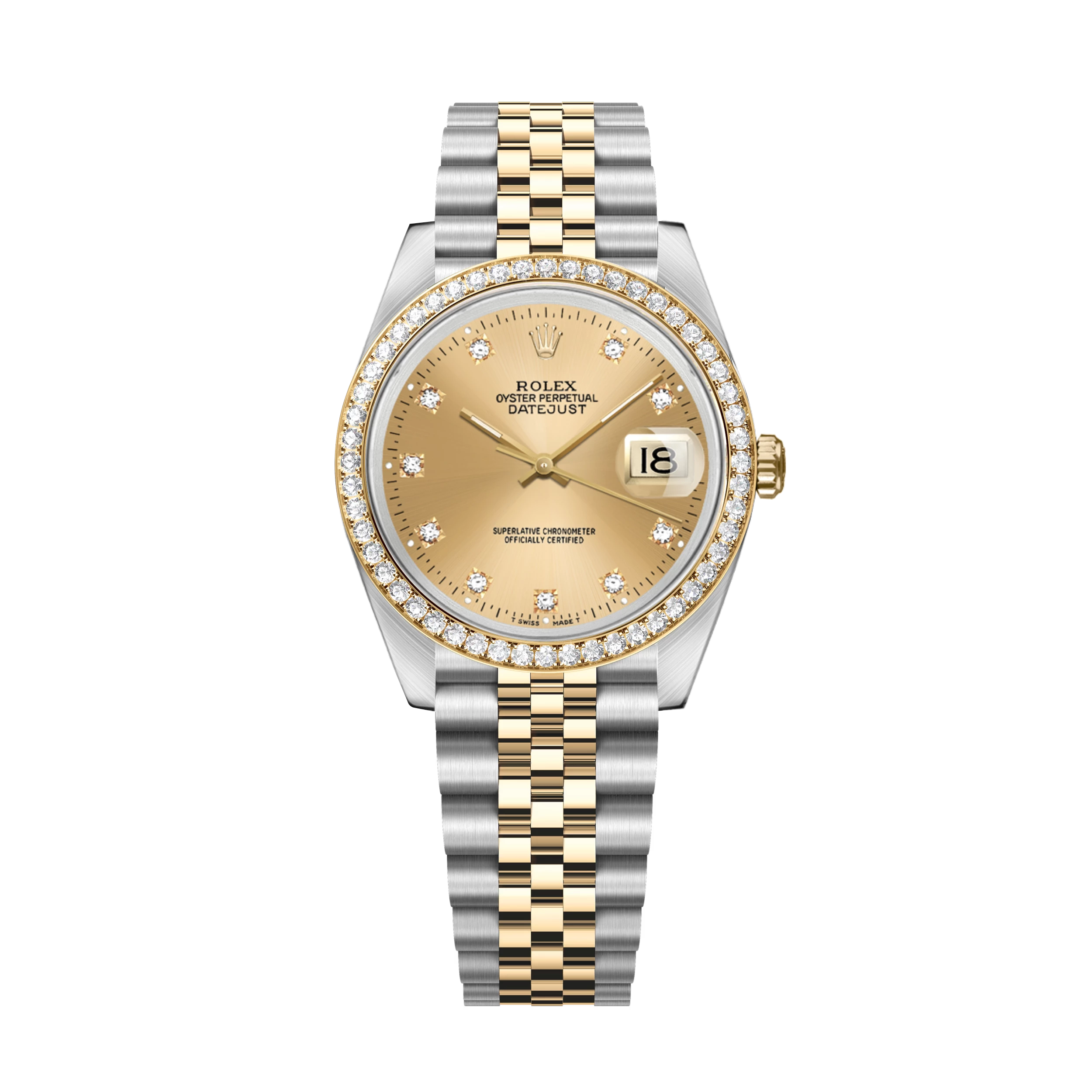 Datejust 16233 Steel & Yellow Gold Champagne Diamond Dial Jubilee 36mm