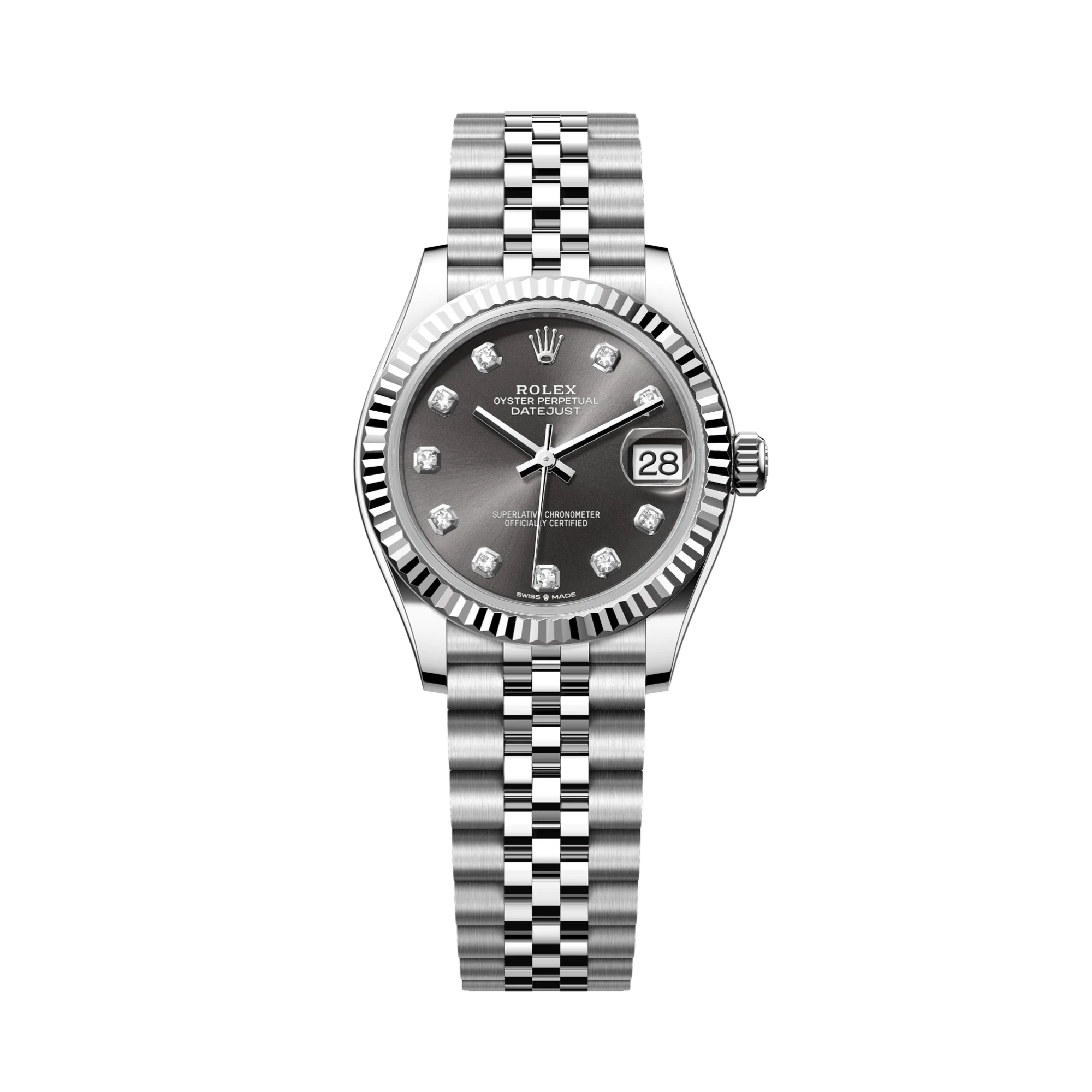 Datejust 278274 Steel Date Grey Diamond Dial Jubilee 31mm