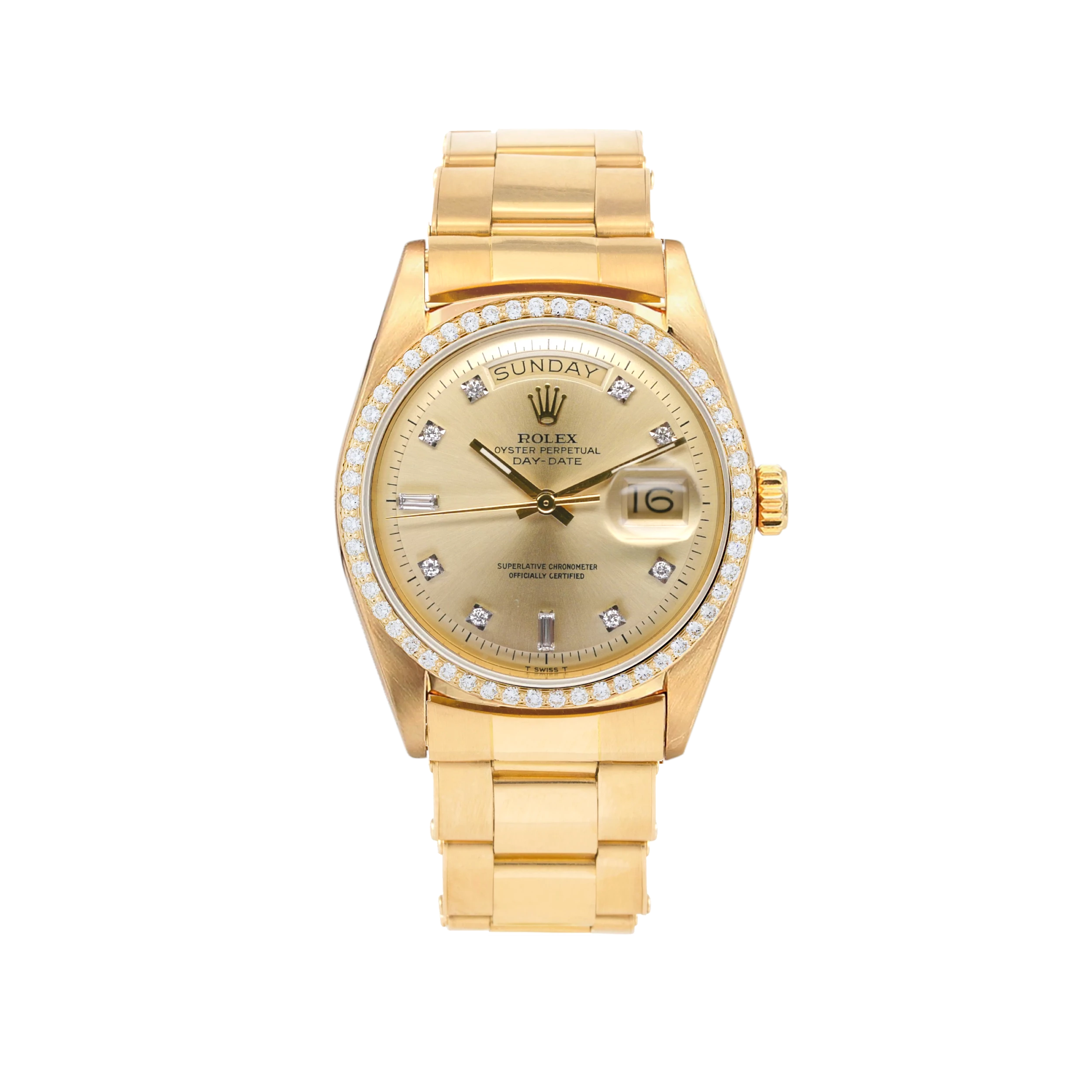 Day-Date 1803 Yellow Gold Champagne Diamond Dial Rivet Oyster "76" 36mm
