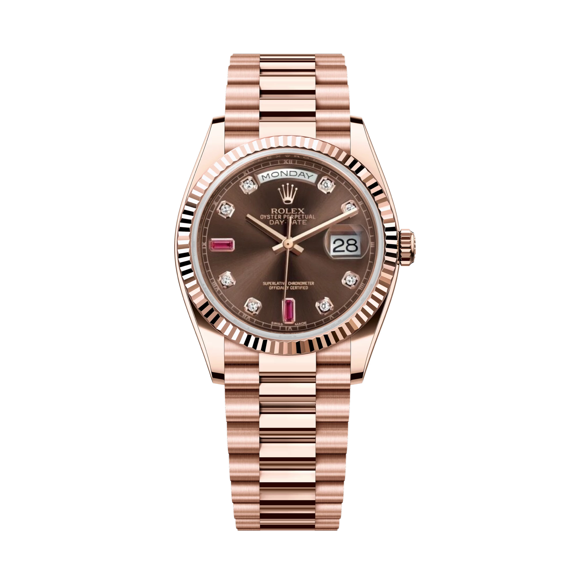 Day-Date 118235 Rose Gold President Chocolate Ruby Dial 36mm