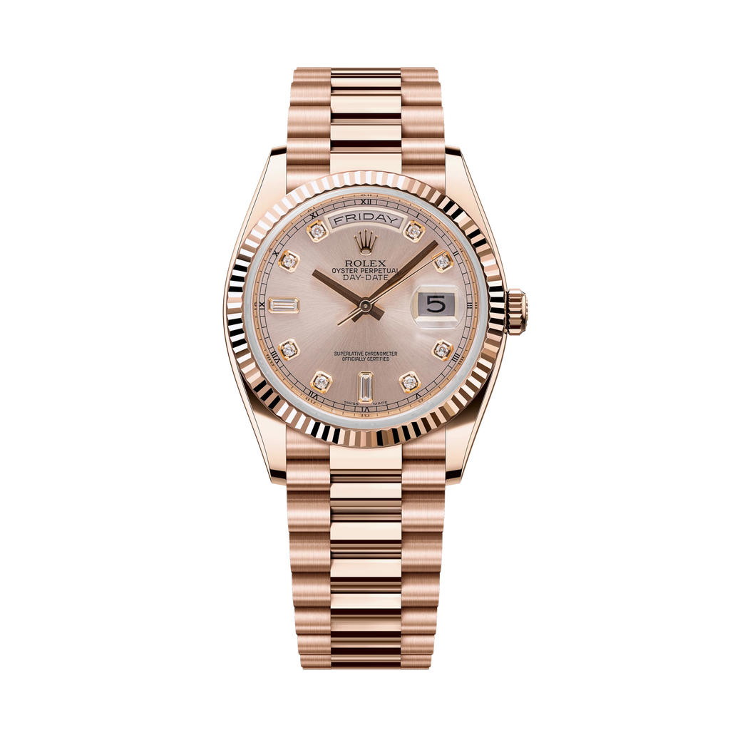 Day-Date 118235 Rose Sundust Diamond Dial President 36mm