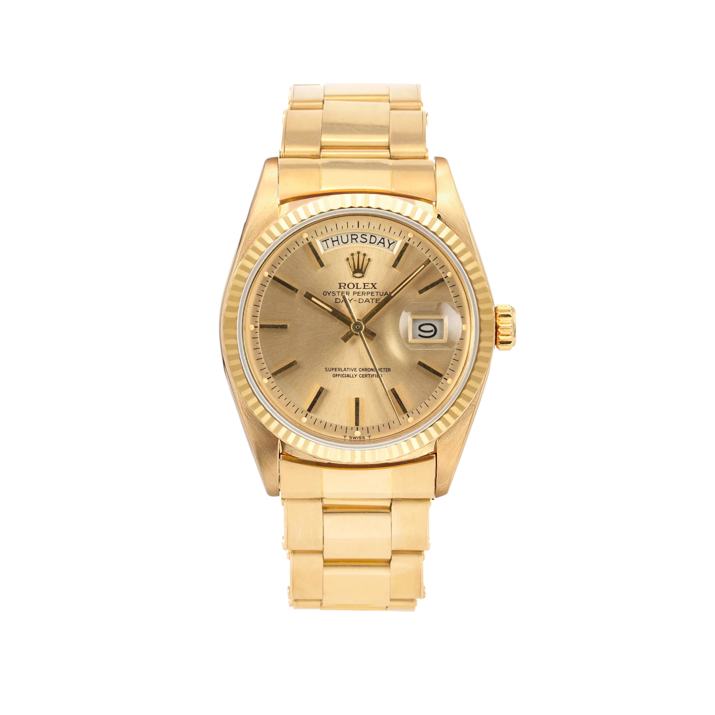 Day-Date 1803 Yellow Gold Champagne Pie-Pan Dial Rivet Oyster 36mm