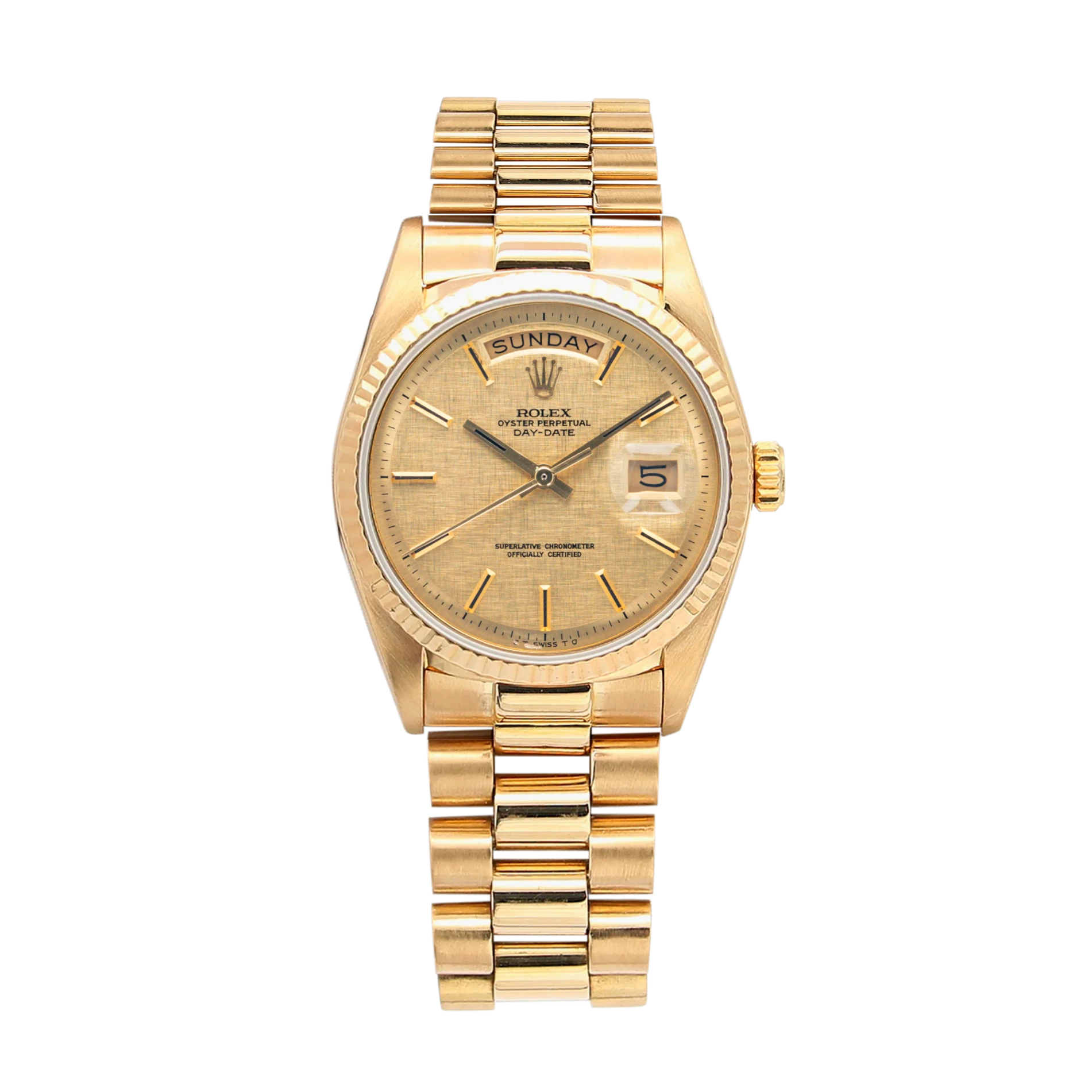 Day-Date 1803 Yellow Gold President Pie-Pan Linen Dial 36mm
