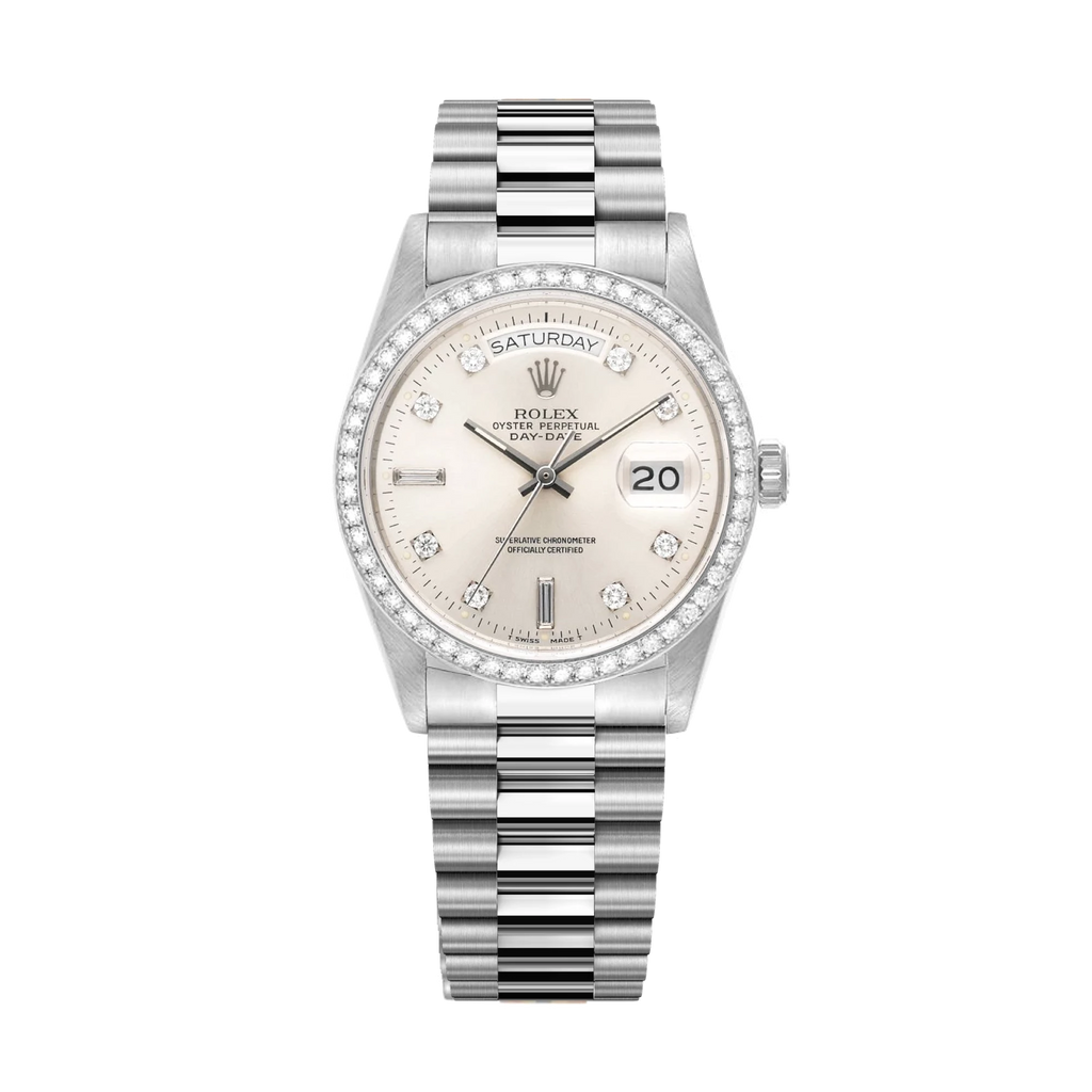 Day-Date 18346 Platinum Silver Diamond Dial President 36mm