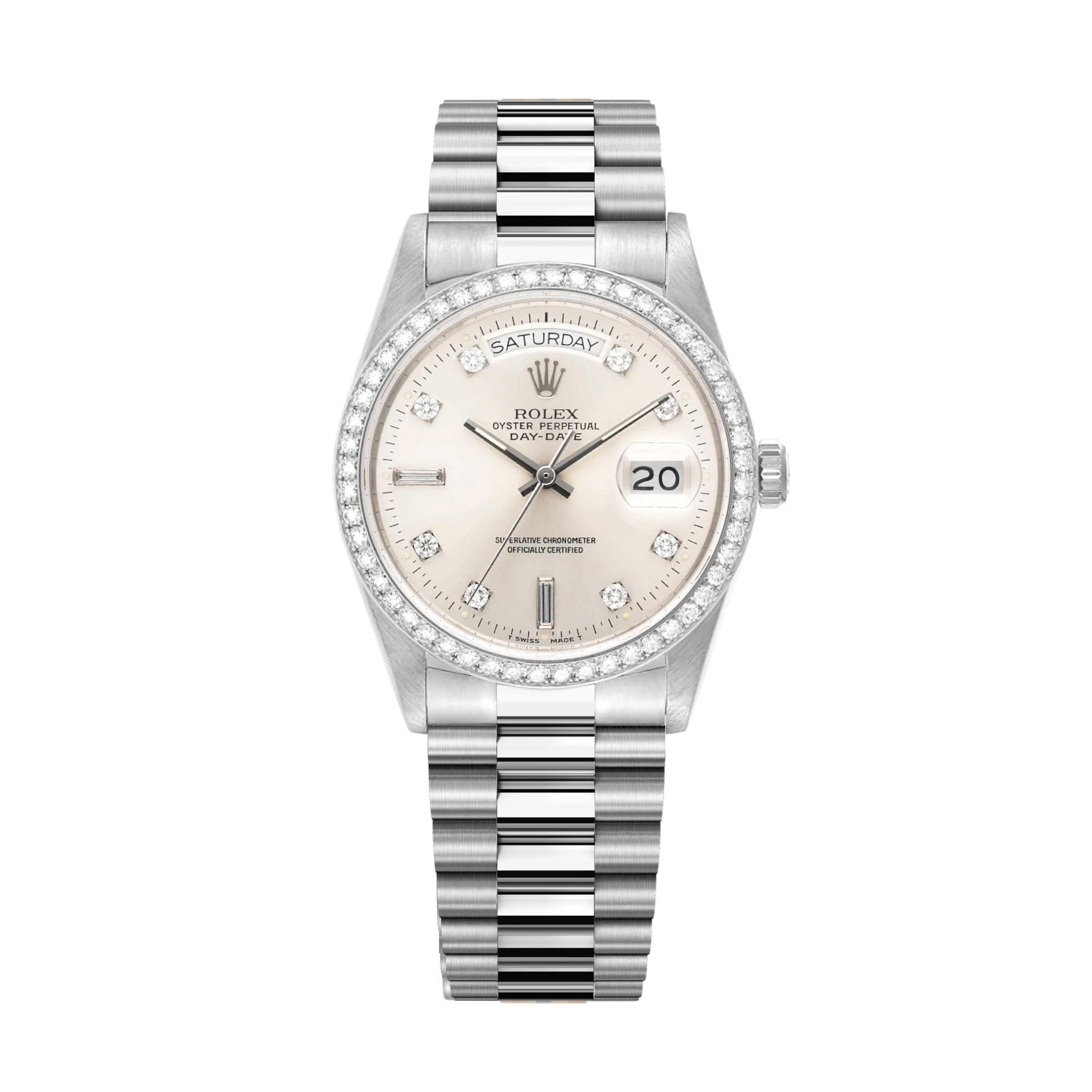 Day-Date 18346 Platinum Silver Diamond Dial President 36mm