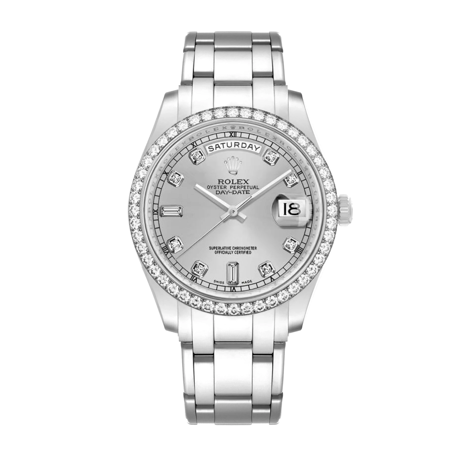 Day-Date 18946 Platinum Silver Dial Pearlmaster 39mm