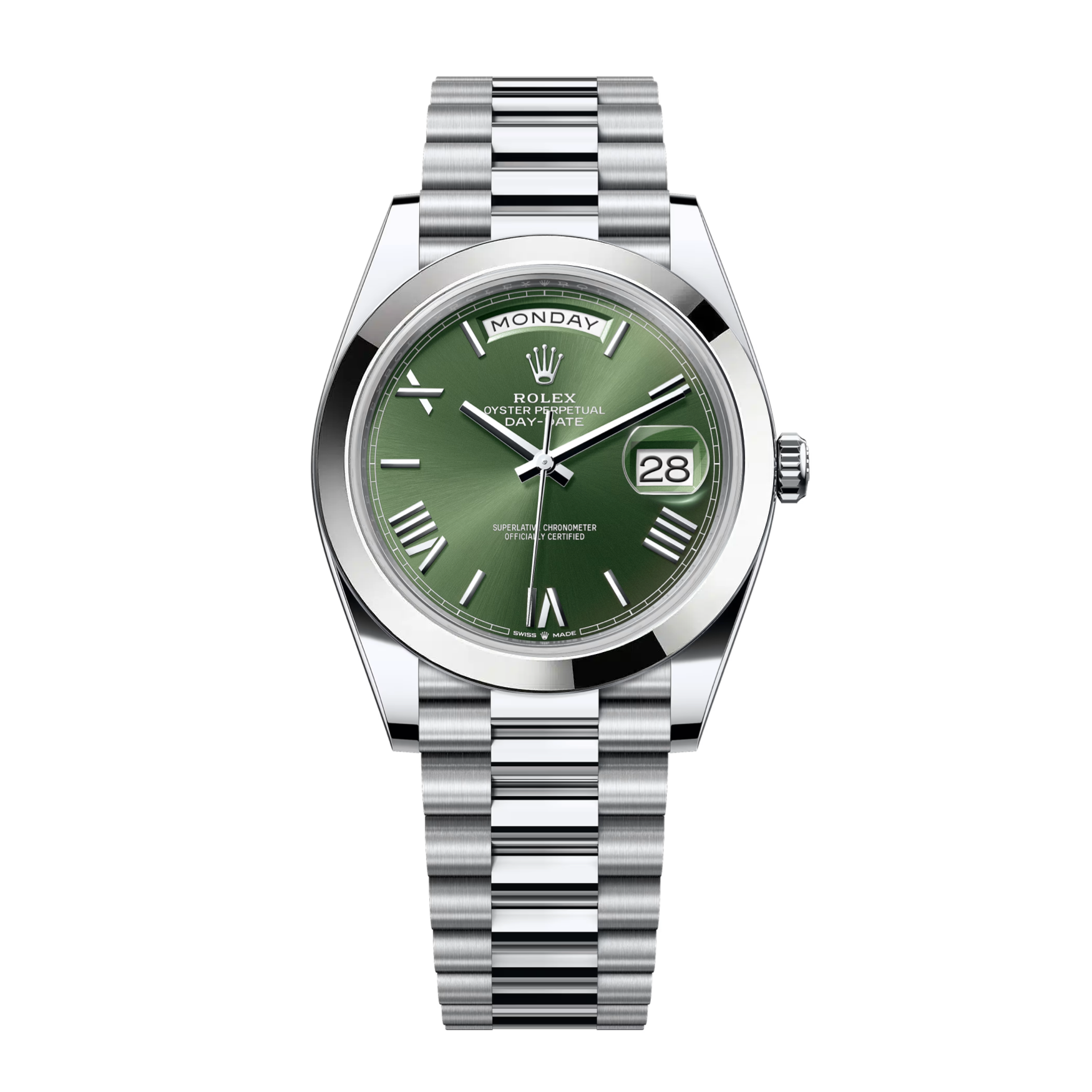 Day-Date 228206 Platinum Olive Green Dial President 40mm