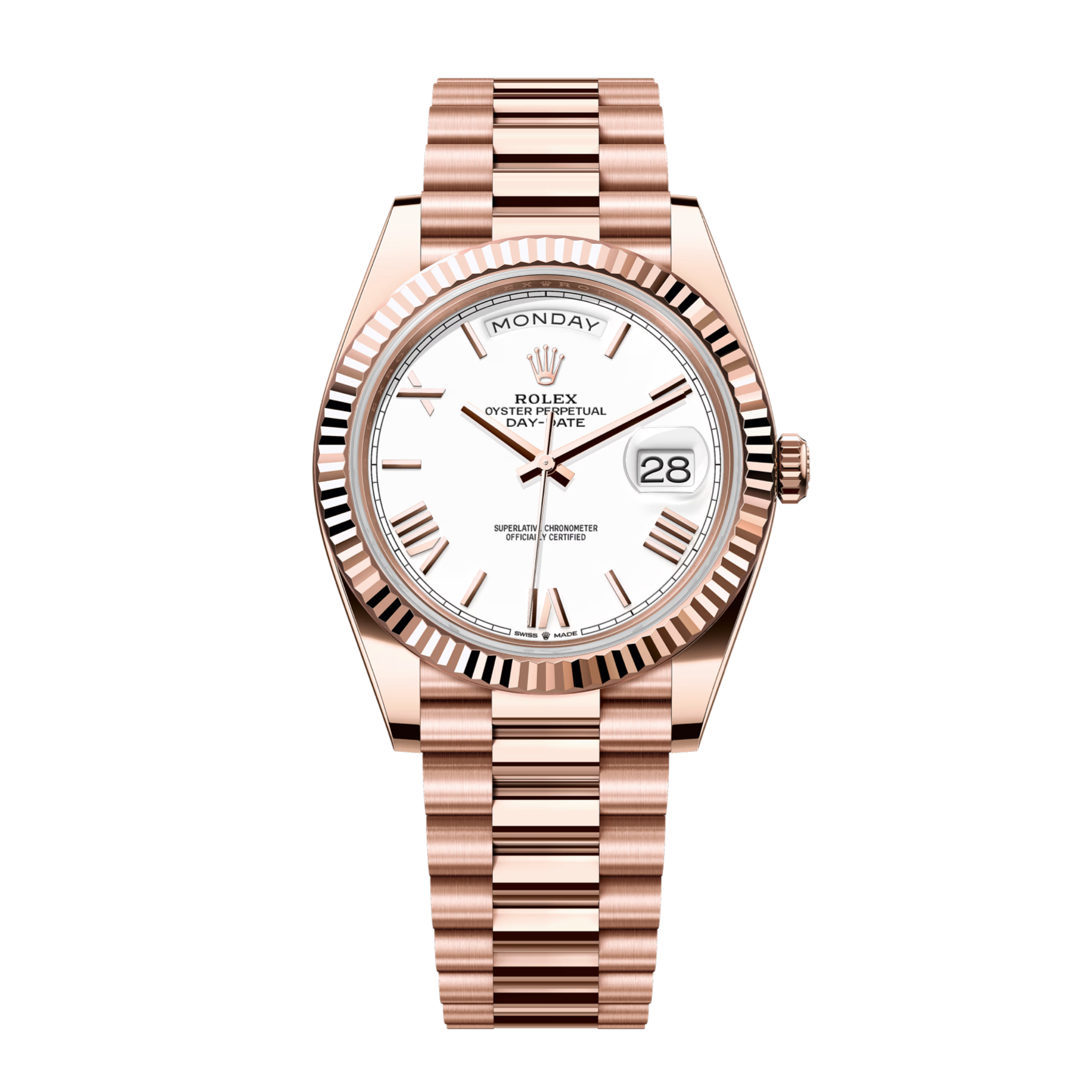 Day-Date 228235 Rose Gold White Dial President 40mm