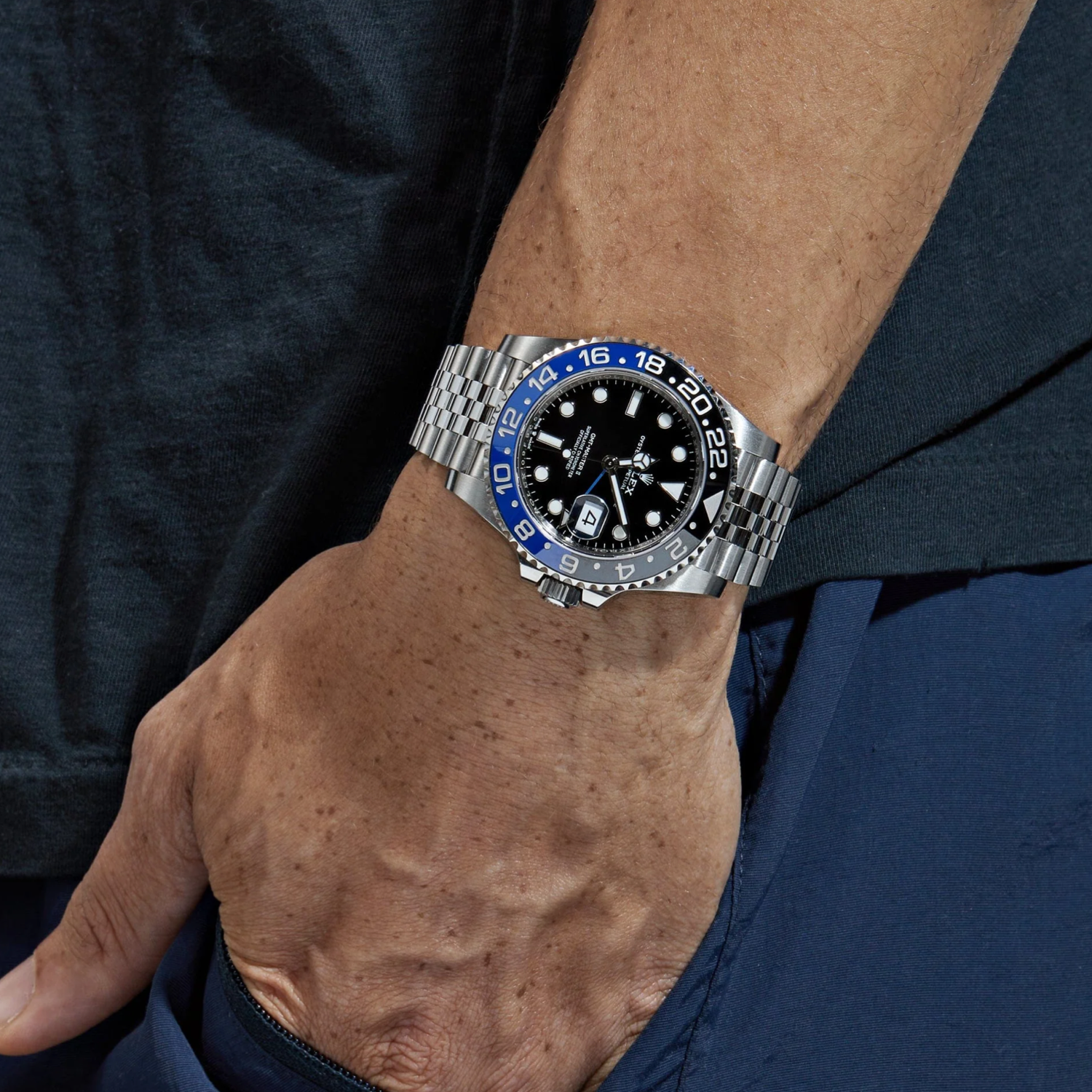 Rolex Gmt Master Batgirl On Wrist GMT-Master II 126710BLNR Steel