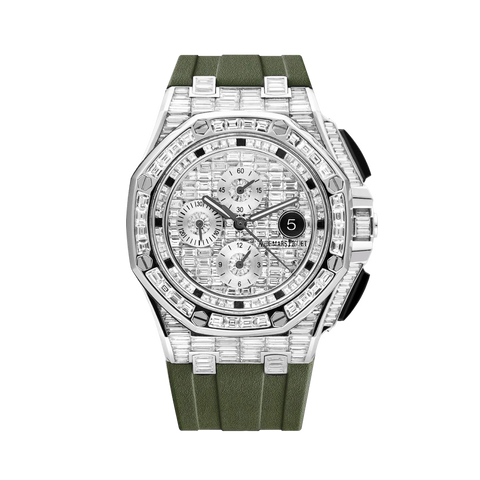 Royal Oak Offshore 26403BC "Onyx Hour" White Gold Diamond Pave Dial 44mm