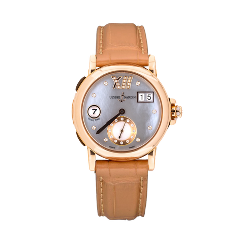 Ladies Dual Time Rose Gold Mother of Pearl Dial 36mm