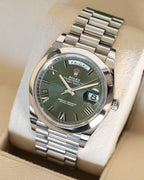 Day-Date 228206 Platinum Olive Green Dial President 40mm