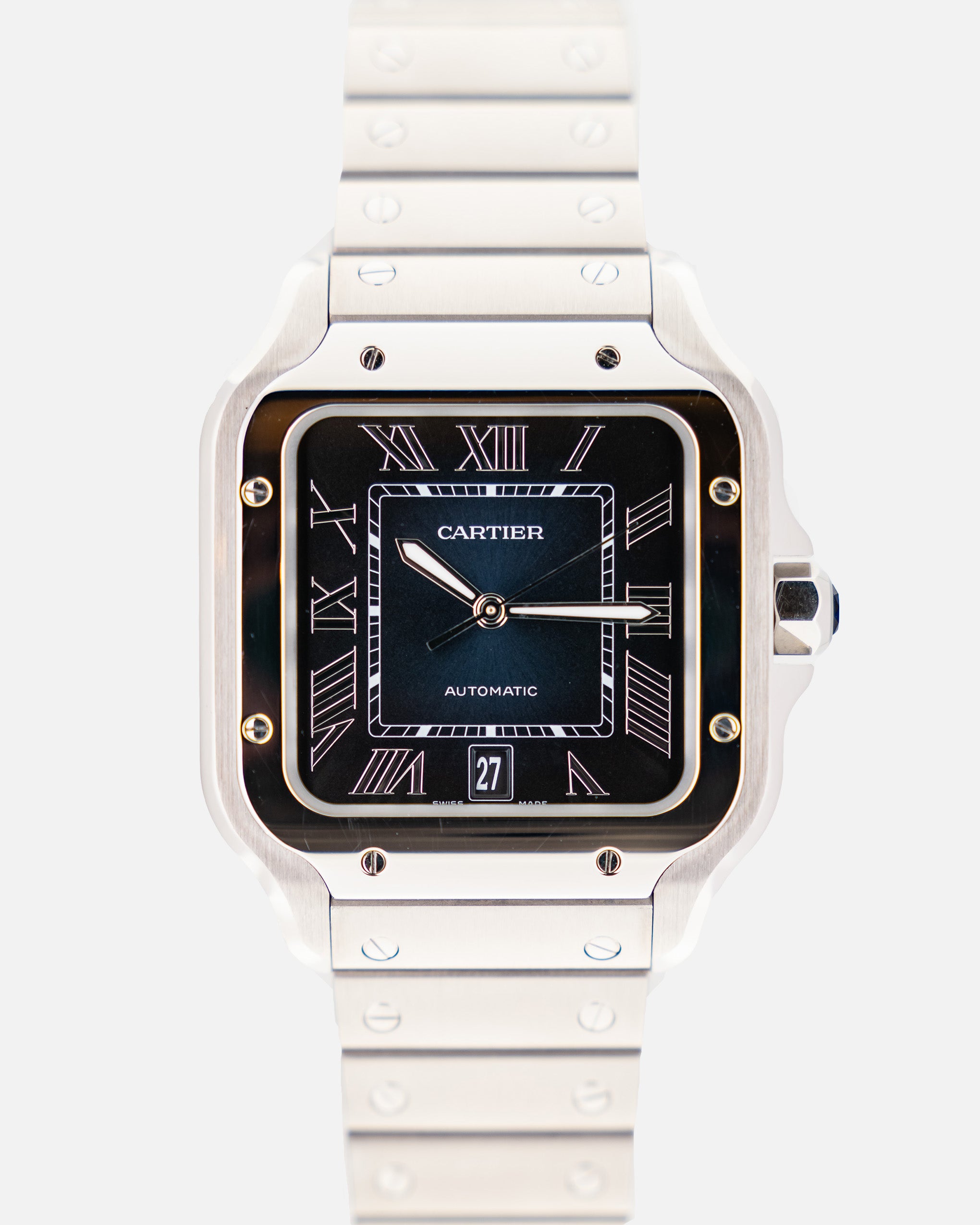 Santos Large Blue Dial Stainless